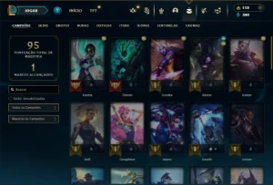 Diamante 3 com 50 Champs e 16 Skins + 30 Espolios - League of Legends LOL