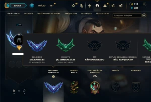 Diamante 3 com 50 Champs e 16 Skins + 30 Espolios - League of Legends LOL