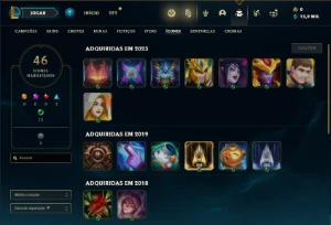 Conta ouro 1 com 21 Champs e 3 Fragmentos de skins - League of Legends LOL