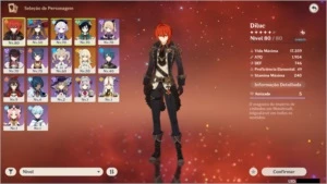 AR 43 + Diluc,Mona,Qiqi,Venti + arma 5* + bons 4* - Genshin Impact