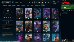 Conta LoL com 109 skins sendo 10 lendárias - League of Legends