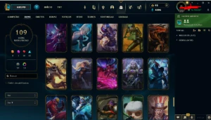 Conta LoL com 109 skins sendo 10 lendárias - League of Legends