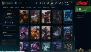 Conta LoL com 109 skins sendo 10 lendárias - League of Legends