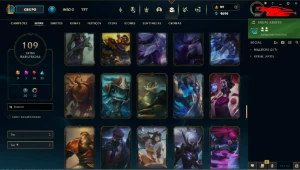 Conta LoL com 109 skins sendo 10 lendárias - League of Legends