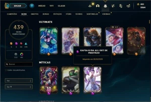 Conta Platina 4 com TODOS os champs e 439 Skins + 67 Cromas - League of Legends LOL