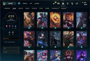 Conta Platina 4 com TODOS os champs e 439 Skins + 67 Cromas - League of Legends LOL