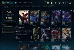 Conta Platina 4 com TODOS os champs e 439 Skins + 67 Cromas - League of Legends LOL