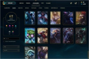 Conta League of Legends 114 campeões, 62 skins GOLD 4 LOL