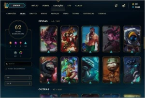 Conta League of Legends 114 campeões, 62 skins GOLD 4 LOL