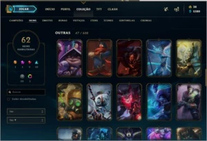Conta League of Legends 114 campeões, 62 skins GOLD 4 LOL