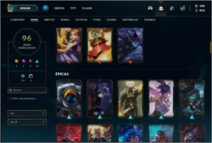 Conta bronze 1 com 91 champs e 96 skins ( MAIN TOP / SUP ) - League of Legends LOL
