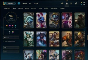 Conta bronze 1 com 91 champs e 96 skins ( MAIN TOP / SUP ) - League of Legends LOL