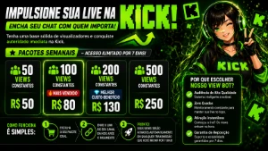 Views Para Sua Live na Kick Pacotes de Views Kick