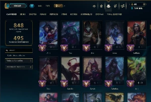 Esmeralda 4 com TODOS os Champs e 169 Skins ( Nivel 884 ) - League of Legends LOL