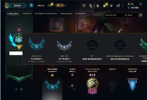 Platina 2 com TODOS os champs e 106 Skins + 2 Skins Raras - League of Legends LOL