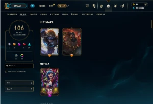 Platina 2 com TODOS os champs e 106 Skins + 2 Skins Raras - League of Legends LOL