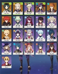 (EU) Xiao + Albedo + Diluc + Mona + Childe AR38 - Genshin Impact