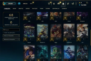 Mestre com 31 Champs e 1 Skin + 16 Fragmentos - League of Legends LOL