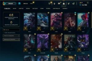 Mestre com 31 Champs e 1 Skin + 16 Fragmentos - League of Legends LOL