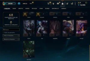 Mestre com 31 Champs e 1 Skin + 16 Fragmentos - League of Legends LOL