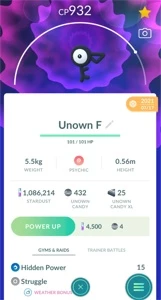 UNOWN Letra F - Vários Disponíveis - (Leia a Descrição) - Pokemon GO