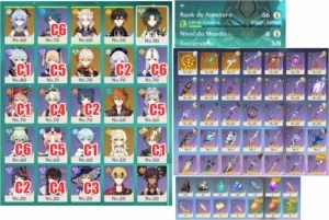 Conta Genshin Impact - Xiao, Ganyu, Zhongli, Albedo, Kazuha