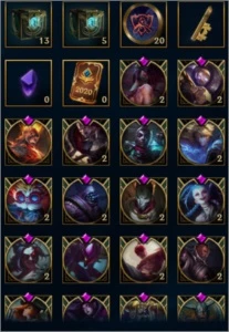 ACC Riot games Valorant 1° passe,LOL 56 skins, tft 9 lendas - League of Legends
