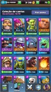 Clash Royael  conta Nível 11 92/94 cartas bem upada - Clash Royale