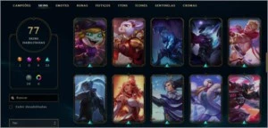 Conta league of legends lvl 136, 77 skins e gold 2 na solo LOL
