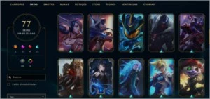 Conta league of legends lvl 136, 77 skins e gold 2 na solo LOL