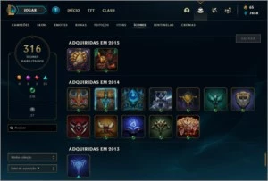 INVESTI 2000 REAIS - DIAMANTE 2 - 213 SKINS - CRIADA EM 2013 - League of Legends LOL