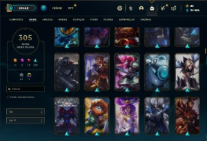 Conta prata 2 com TODOS os champs e 305 Skins + 1 Prestigio - League of Legends LOL