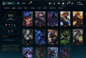 Conta prata 2 com TODOS os champs e 305 Skins + 1 Prestigio - League of Legends LOL
