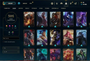 Conta prata 2 com TODOS os champs e 305 Skins + 1 Prestigio - League of Legends LOL