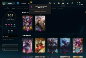 Conta prata 2 com TODOS os champs e 305 Skins + 1 Prestigio - League of Legends LOL