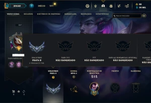 Conta prata 2 com TODOS os champs e 305 Skins + 1 Prestigio - League of Legends LOL