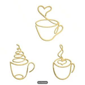 Trio de Xícaras em Acrílico Espelhado Dourado - Artesanato e Personalizados
