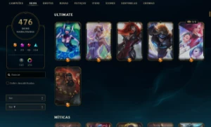 Conta LoL com 476 Skins, 2 Vitoriosas 6 ultimate - League of Legends