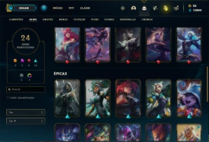 Conta ferro 2 com 30 Champ e 22 Skin + 1 Prestigio e 3000 RP - League of Legends LOL