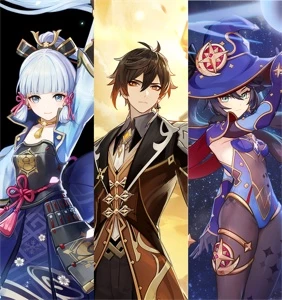 conta zhongli, ayaka, mona (perfeita para o ayato) piti 74 - Genshin Impact