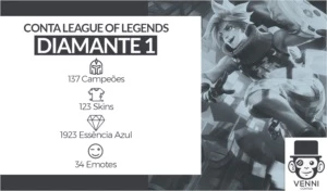 LEAGUE OF LEGENDS CONTA |Diamante 1 •137 CAMPEÕES •123 SKINS LOL