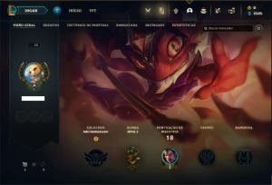 Conta Unranked com 27 Champs e 8 Skins + 1 Fragmento - League of Legends LOL