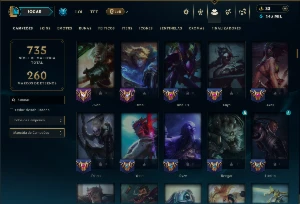 Platina 4 com TODOS os Champs e 257 Skins ( MID / JG / TOP ) - League of Legends LOL