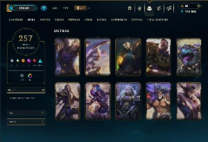 Platina 4 com TODOS os Champs e 257 Skins ( MID / JG / TOP ) - League of Legends LOL