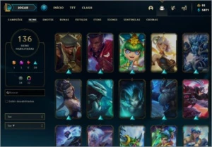 CONTA PLAT 3// 143 CHAMPIONS// 136 SKINS NV 207 - League of Legends LOL