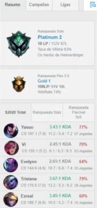 CONTA PLAT 2 LOL - League of Legends