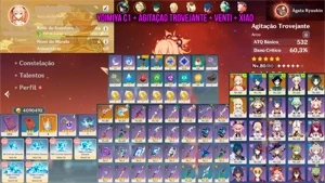 YOIMIYA C1 + AGITAÇÃO TROVEJANTE + VENTI + XIAO AR46 - Genshin Impact