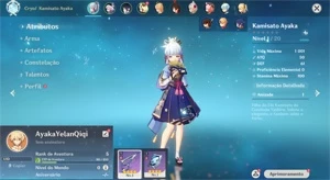 Conta Genshin Impact AR 5 com Kamisato Ayaka, Yelan e Qiqi