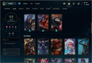 Conta unranked com 52 skins e 94 champs - League of Legends LOL