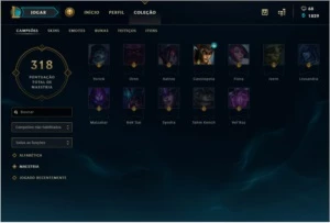Conta League of Legends /129 Campeões/52 Chars/Platina S7 LOL